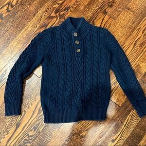 GAP Blue Cable Knit Sweater Mock Neck